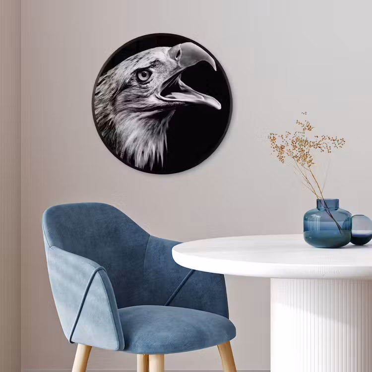 Adelaar - Portret - Roofvogels - Zwart - Wit - Vogel Fotolijst rond zonder passe partout klein -sfeer2