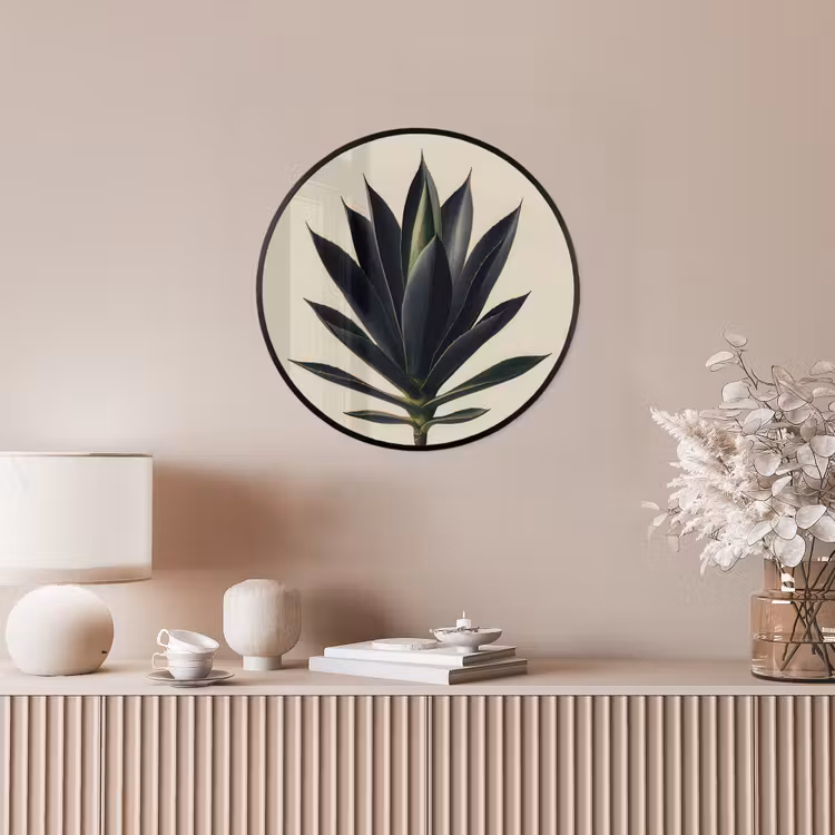 Agaveplant - Symmetrisch - Groen Fotolijst rond zonder passe partout klein -sfeer3