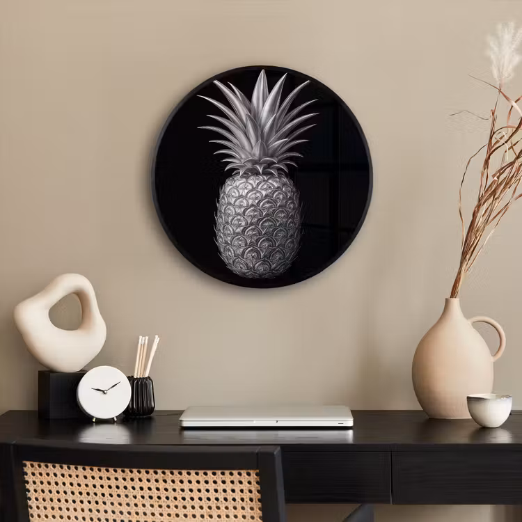 Ananas - Gedetailleerd - Bladeren Fotolijst rond zonder passe partout klein -sfeer1