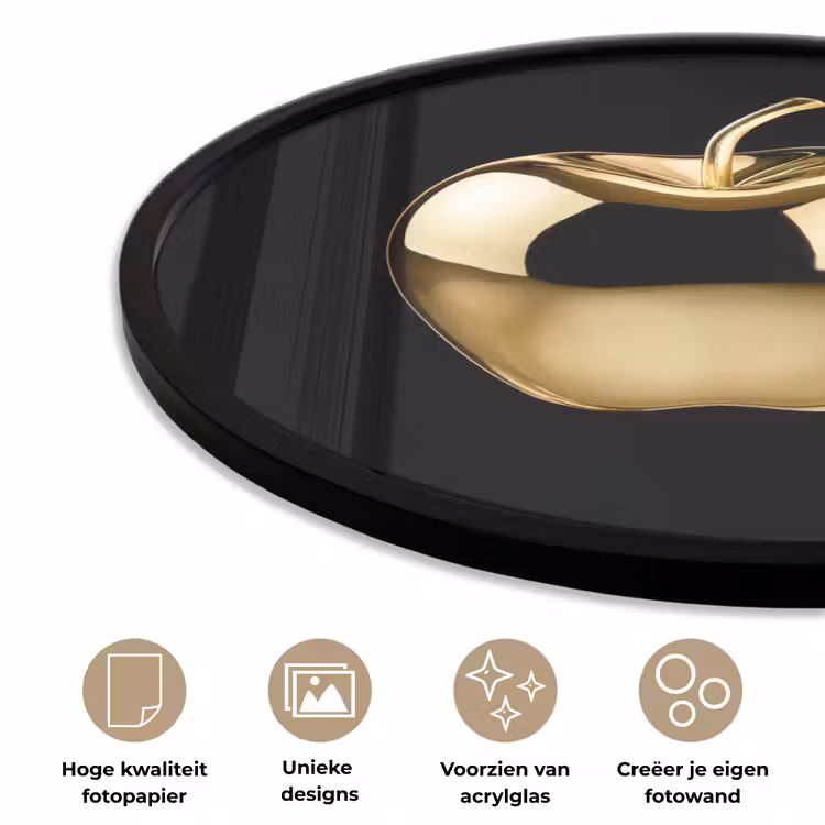 Appel - Goud - Chrome - Zwart Fotolijst rond zonder passe partout klein -closeup_NL