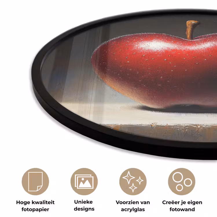 Apple - Hart - Rood Fotolijst rond zonder passe partout klein -closeup_NL