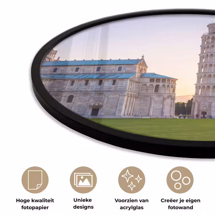 Architectuur - Toren - Pisa - Italië - Zonsondergang Fotolijst rond zonder passe partout klein -closeup_NL