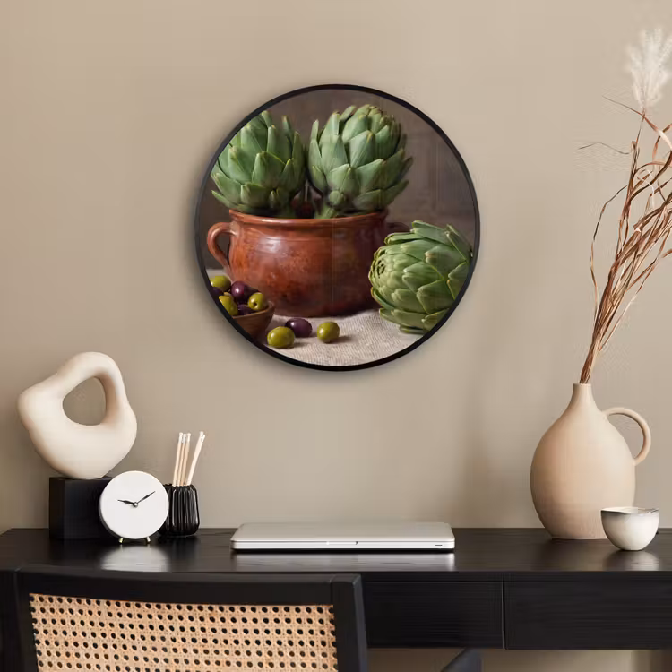 Ronde fotolijst - Artisjokken - Olijven - Eten - Artisjokken - Olijven - Eten Fotolijst rond zonder passe partout klein