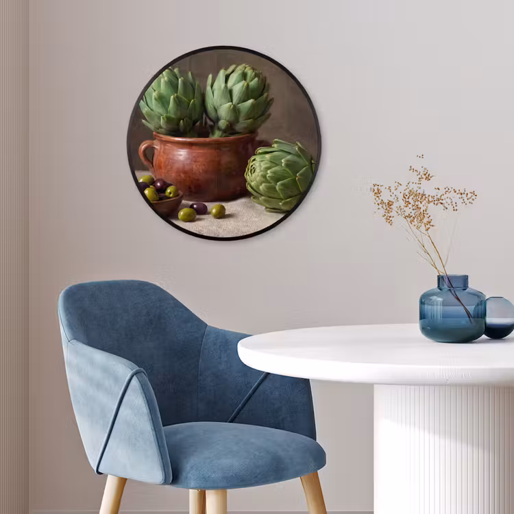 Ronde fotolijst - Artisjokken - Olijven - Eten - Artisjokken - Olijven - Eten Fotolijst rond zonder passe partout klein