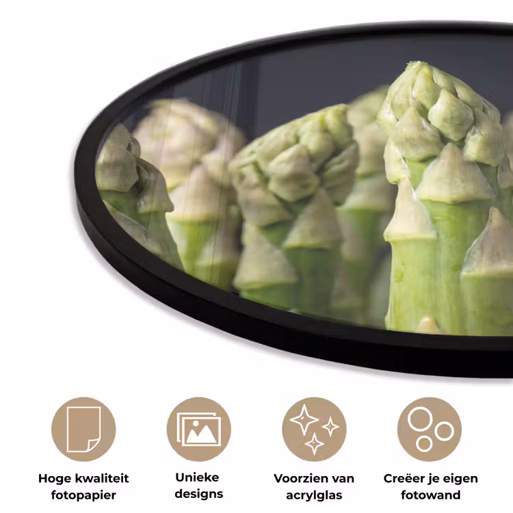 Asperges - Groen - Zwart Fotolijst rond zonder passe partout klein -closeup_NL