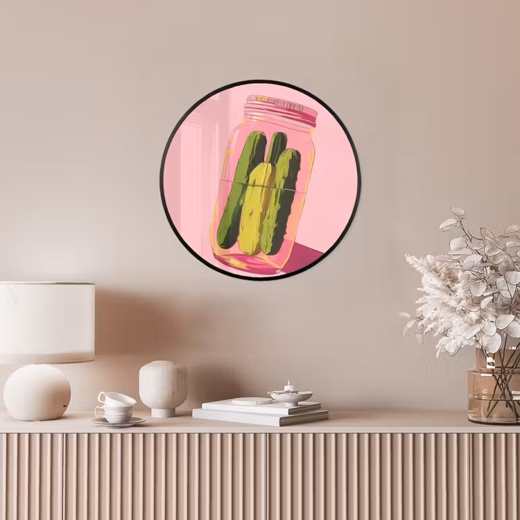 Augurken - Pot - Schaduw - Roze Fotolijst rond zonder passe partout klein -sfeer3