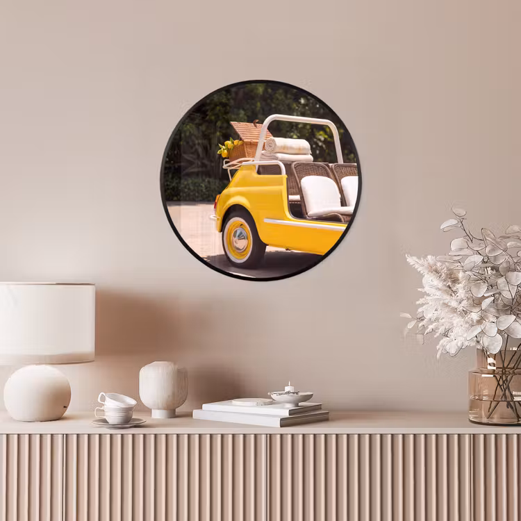 Auto - Picknick - Zomer - Geel Fotolijst rond zonder passe partout klein -sfeer3