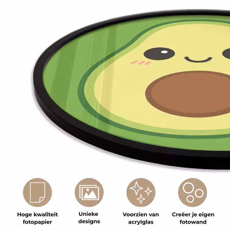Avocado - Groen - Speels Fotolijst rond zonder passe partout klein -closeup_NL
