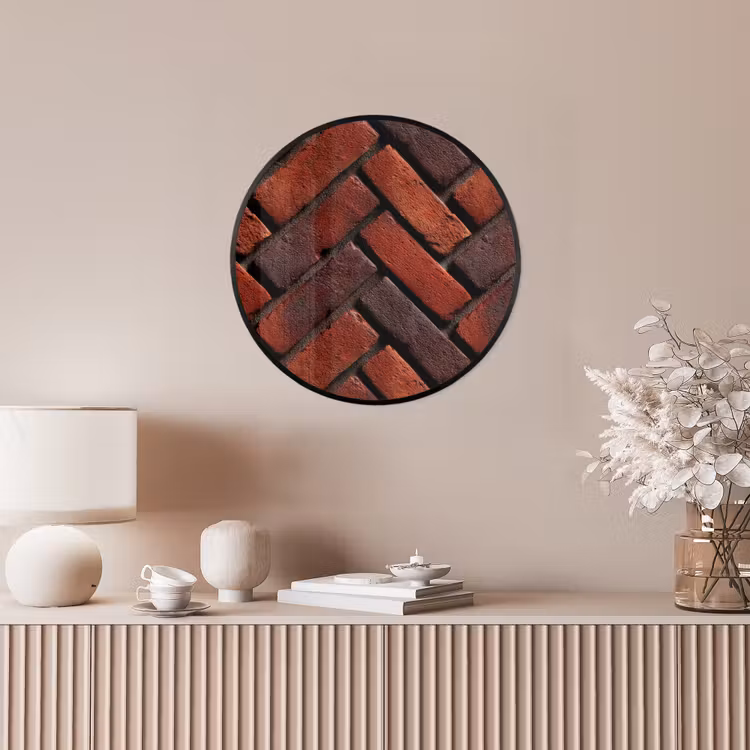 Bakstenen - Visgraat - Structuur - Roodbruin Fotolijst rond zonder passe partout klein 856 -sfeer3