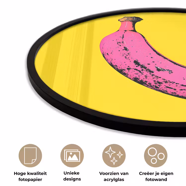 Banaan - Grafisch - Geel Fotolijst rond zonder passe partout klein -closeup_NL