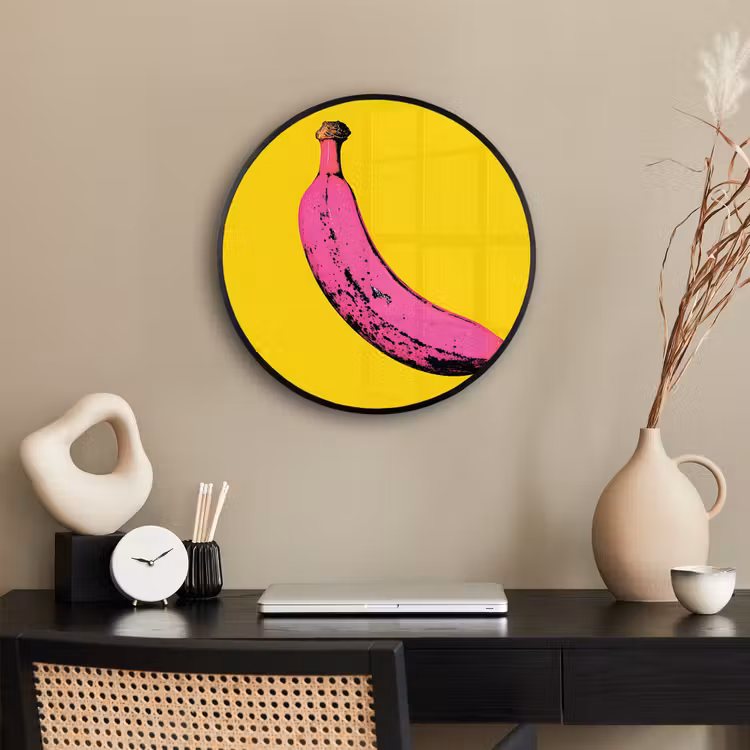 Banaan - Grafisch - Geel Fotolijst rond zonder passe partout klein -sfeer1