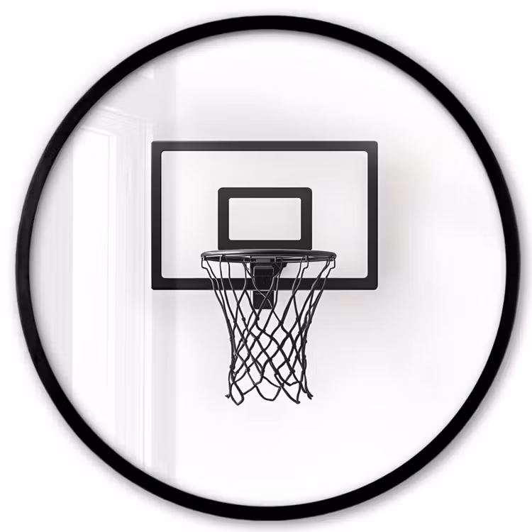 Basketbalbord - Minimalistisch - Zwart Fotolijst rond zonder passe partout klein -3d
