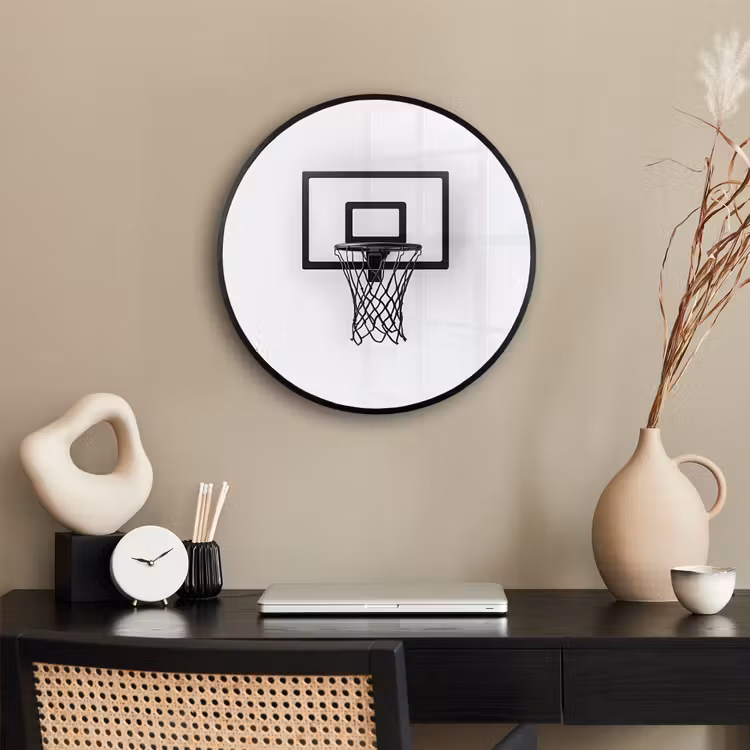 Basketbalbord - Minimalistisch - Zwart Fotolijst rond zonder passe partout klein -sfeer1