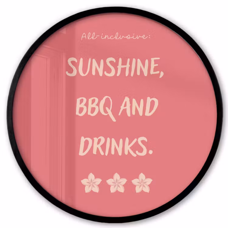 BBQ - Quote - Roze - Zomer Fotolijst rond zonder passe partout klein -3d