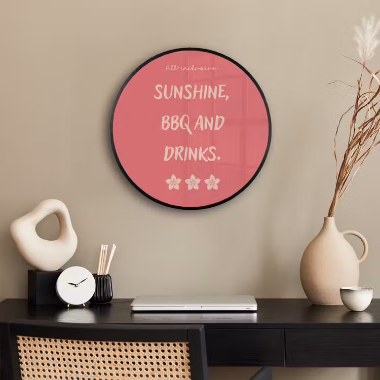 BBQ - Quote - Roze - Zomer Fotolijst rond zonder passe partout klein -sfeer1