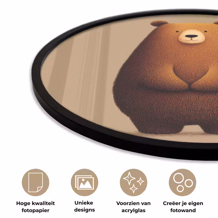Beer - Minimalistisch - Bruin Fotolijst rond zonder passe partout klein -closeup_NL