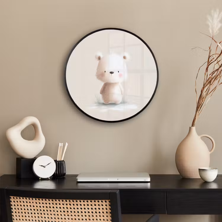 Beertje - Sneeuwvlokje - Wit - Pluizig Fotolijst rond zonder passe partout klein -sfeer1