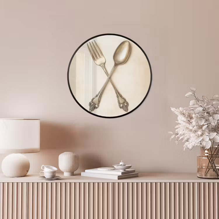 Beige - Vintage - Bestek Fotolijst rond zonder passe partout klein -sfeer3