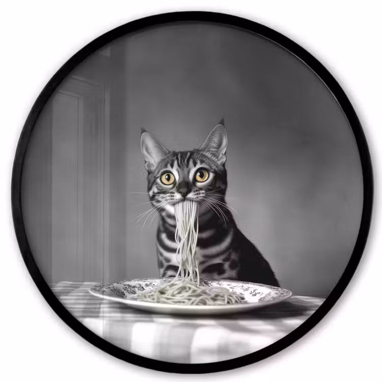 Bengaal - Kat - Tafelkleed - Zwart - Wit - Dier Fotolijst rond zonder passe partout klein -3d