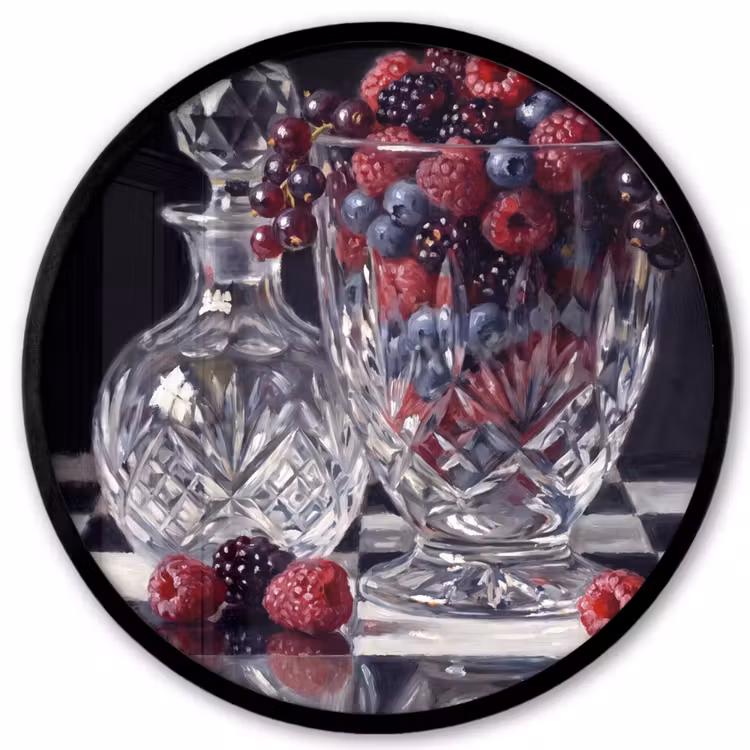 Ronde fotolijst - Bessen - Kristal - Stilleven - Bessen - Kristal - Stilleven Fotolijst rond zonder passe partout klein