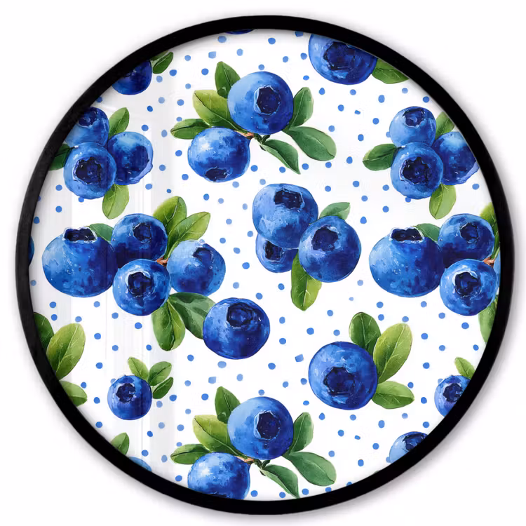 Bessen - Patroon - Blauw Fotolijst rond zonder passe partout klein 856 -3d