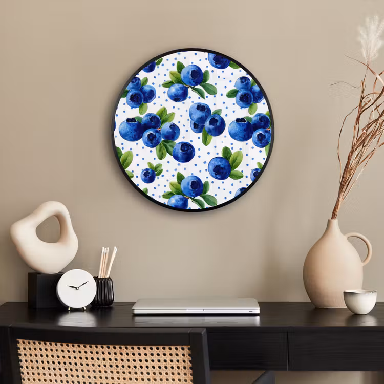 Bessen - Patroon - Blauw Fotolijst rond zonder passe partout klein 856 -sfeer1