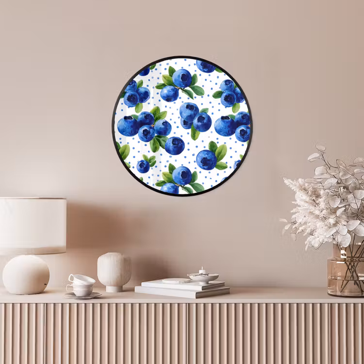 Bessen - Patroon - Blauw Fotolijst rond zonder passe partout klein 856 -sfeer3