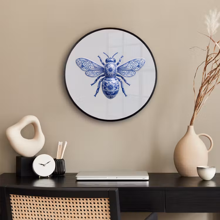 Bij - Modern - Delfts - Blauw Fotolijst rond zonder passe partout klein -sfeer1