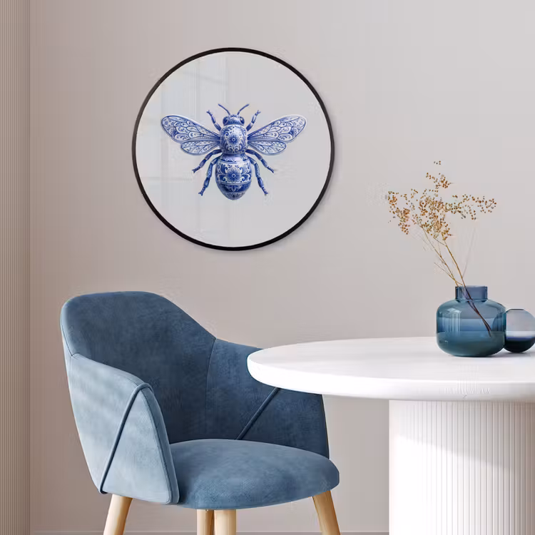 Bij - Modern - Delfts - Blauw Fotolijst rond zonder passe partout klein -sfeer2