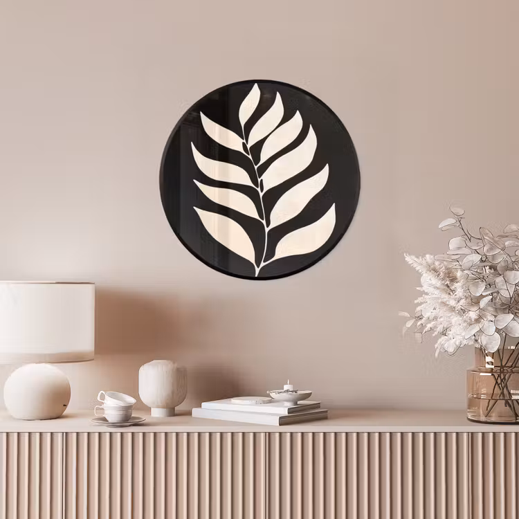 Blad - Wit - Minimalistisch Fotolijst rond zonder passe partout klein -sfeer3