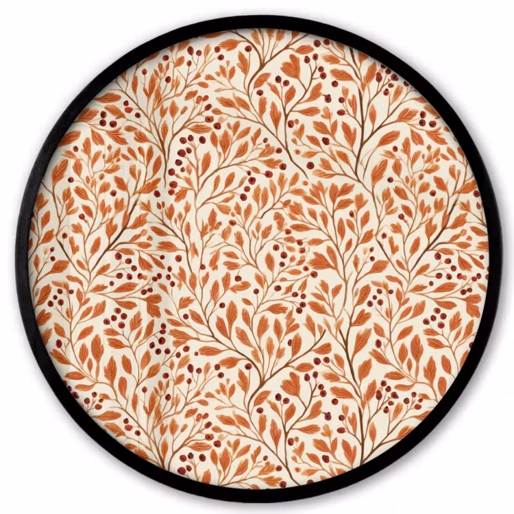 Bladeren - Botanisch - Terracotta Fotolijst rond zonder passe partout klein 856 -3d