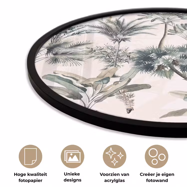 Bladeren - Monstera - Jungle - Tropical Fotolijst rond zonder passe partout klein -closeup_NL