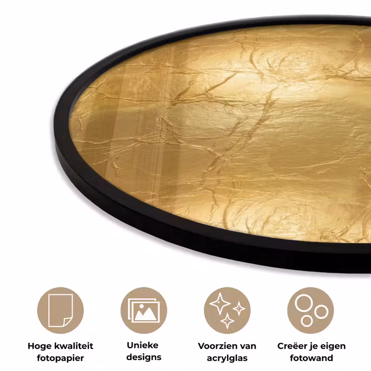 Bladgoud - Vintage - Textuur - Warm Goud Fotolijst rond zonder passe partout klein 856 -closeup_NL