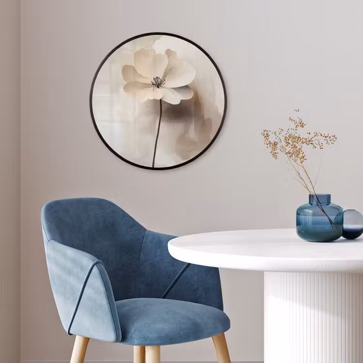 Bloem - Beige - Verf - Schaduw Fotolijst rond zonder passe partout klein -sfeer2