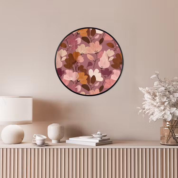 Bloem - Patroon - Roze Fotolijst rond zonder passe partout klein 856 -sfeer3