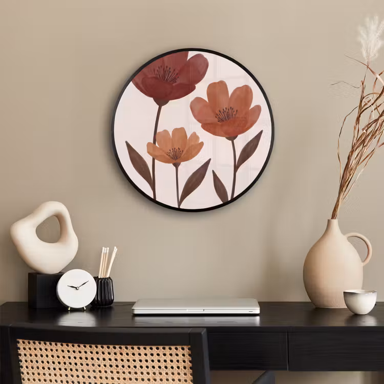 Bloemen - Abstract - Modern - Bruin - Decoratief Fotolijst rond zonder passe partout klein -sfeer1