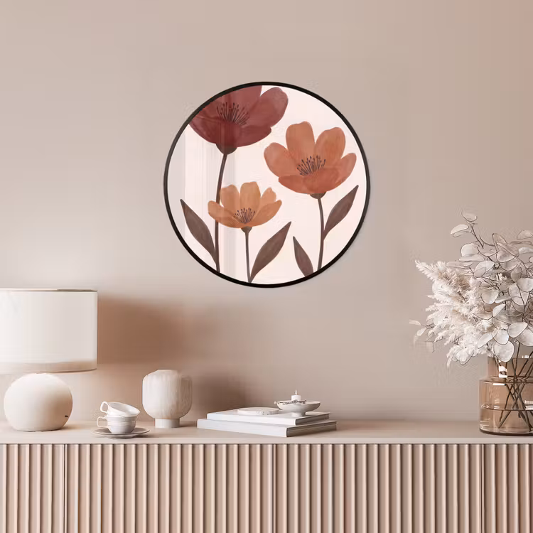 Bloemen - Abstract - Modern - Bruin - Decoratief Fotolijst rond zonder passe partout klein -sfeer3