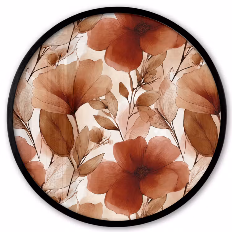 Bloemen - Aquarel - Botanisch - Terracotta Fotolijst rond zonder passe partout klein 856 -3d