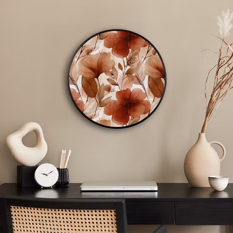 Bloemen - Aquarel - Botanisch - Terracotta Fotolijst rond zonder passe partout klein 856 -sfeer1