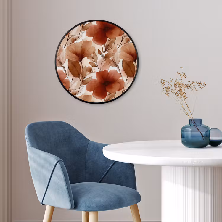 Bloemen - Aquarel - Botanisch - Terracotta Fotolijst rond zonder passe partout klein 856 -sfeer2