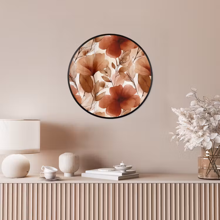 Bloemen - Aquarel - Botanisch - Terracotta Fotolijst rond zonder passe partout klein 856 -sfeer3