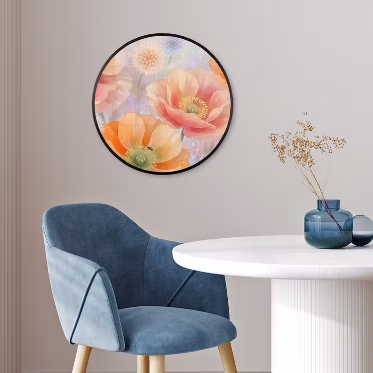 Bloemen - Aquarel - Natuur - Modern - Kleurrijk Fotolijst rond zonder passe partout klein -sfeer2