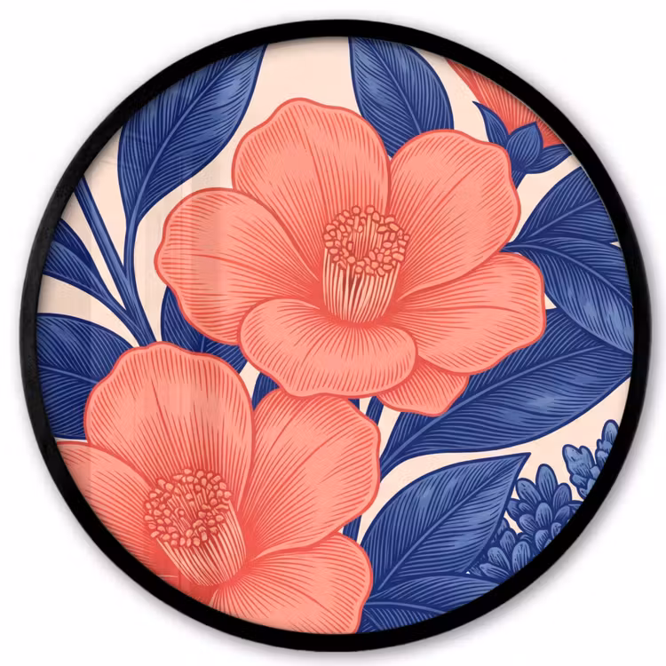 Ronde fotolijst - Bloemen - Bladeren - Botanisch - Bloemen - Bladeren - Botanisch Fotolijst rond zonder passe partout klein