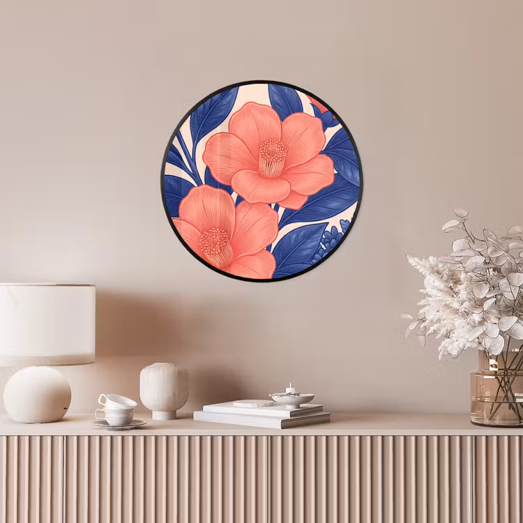 Ronde fotolijst - Bloemen - Bladeren - Botanisch - Bloemen - Bladeren - Botanisch Fotolijst rond zonder passe partout klein