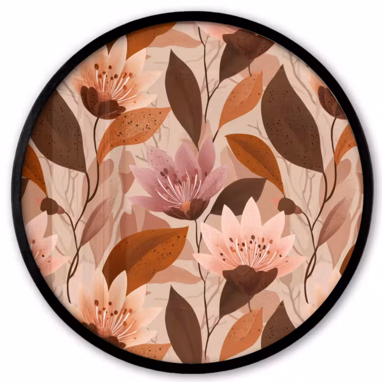 Bloemen - Bladeren - Bruin Fotolijst rond zonder passe partout klein 856 -3d