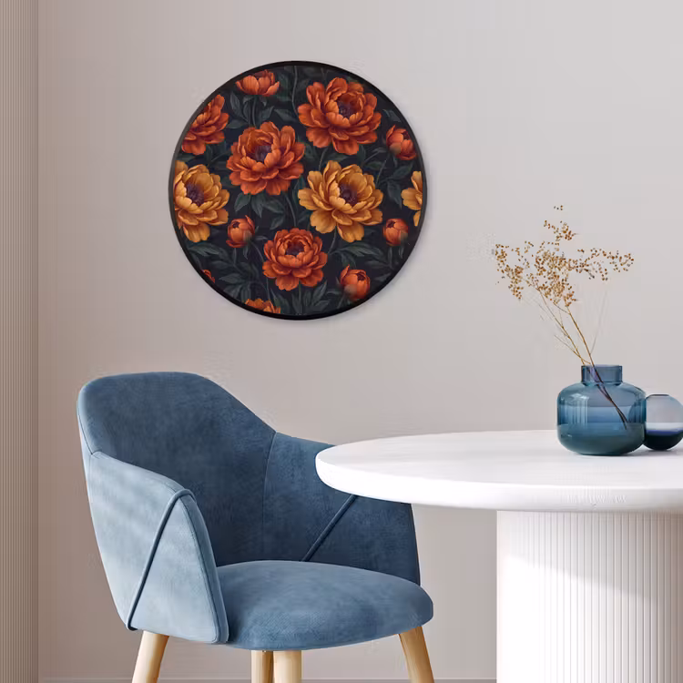 Bloemen - Bladeren - Natuur - Modern - Oranje Fotolijst rond zonder passe partout klein -sfeer2