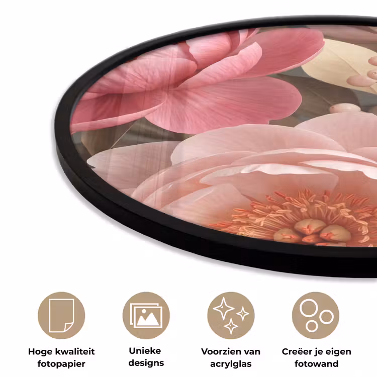 Bloemen - Bloesem - Zacht - Koraal - Decoratie Fotolijst rond zonder passe partout klein -closeup_NL