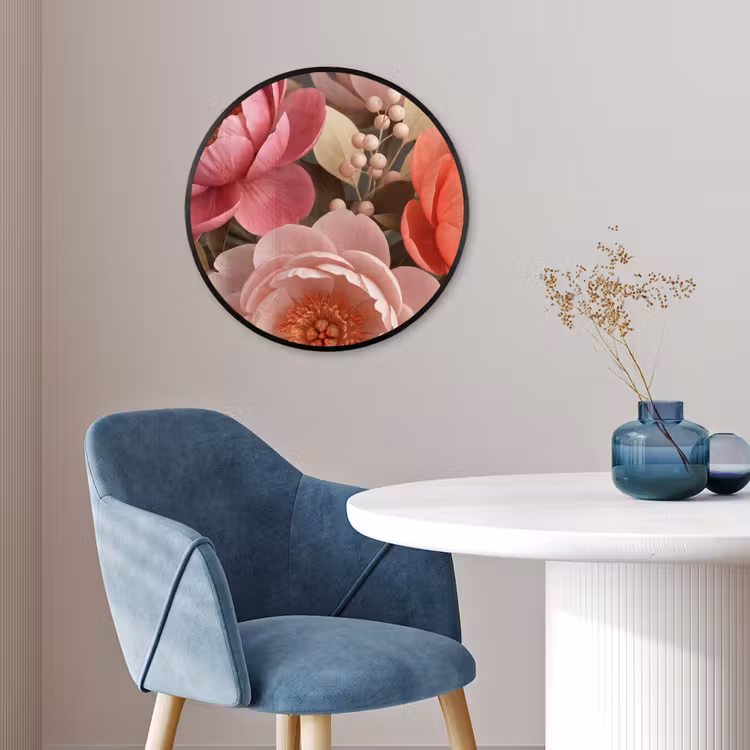 Bloemen - Bloesem - Zacht - Koraal - Decoratie Fotolijst rond zonder passe partout klein -sfeer2