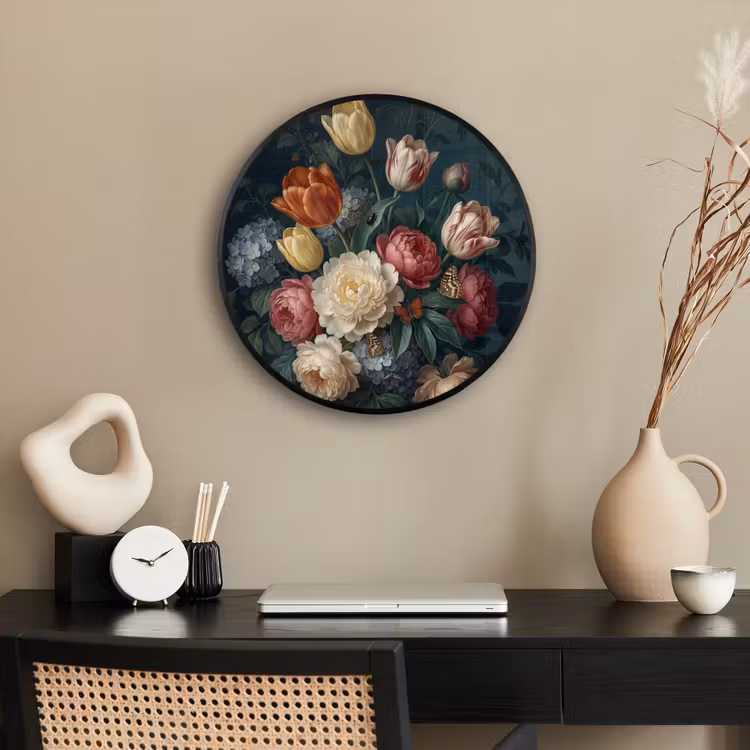 Bloemen - Boeket - Natuur - Klassiek - Donker Fotolijst rond zonder passe partout klein -sfeer1