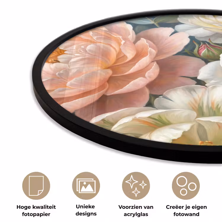 Bloemen - Boeket - Natuur - Klassiek - Kleurrijk Fotolijst rond zonder passe partout klein -closeup_NL